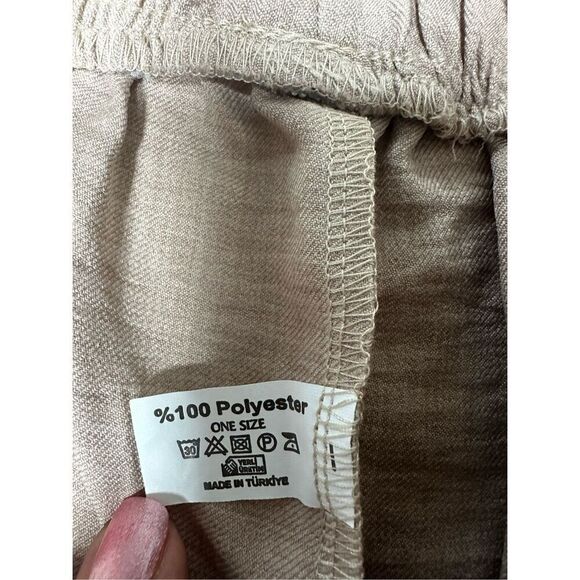 NWT VAV New York WIDE LEG PANTS WITH ELASTIC WAIST one Size Tan See Description - Picture 12 of 15
